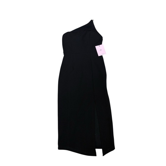 Hello Molly Dress Womens Size 4 Black One Shoulder Event Occation Sexy Midi New - Picture 3 of 12